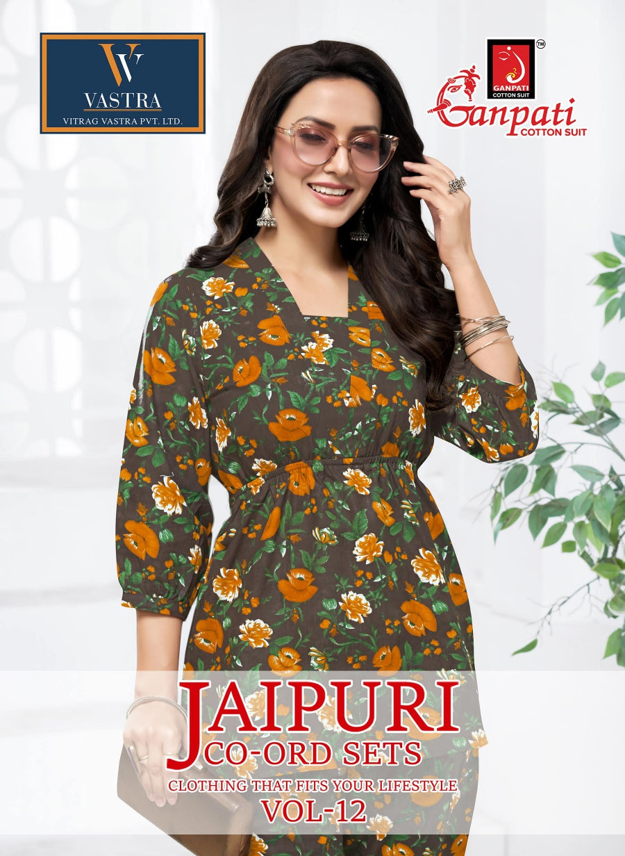 Jaipuri Vol 12 Ganpati Cotton Co Ord Set Wholesaler Gujarat