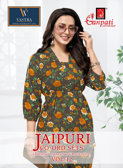 Jaipuri Vol 12 Ganpati Cotton Co Ord Set Wholesaler Gujarat