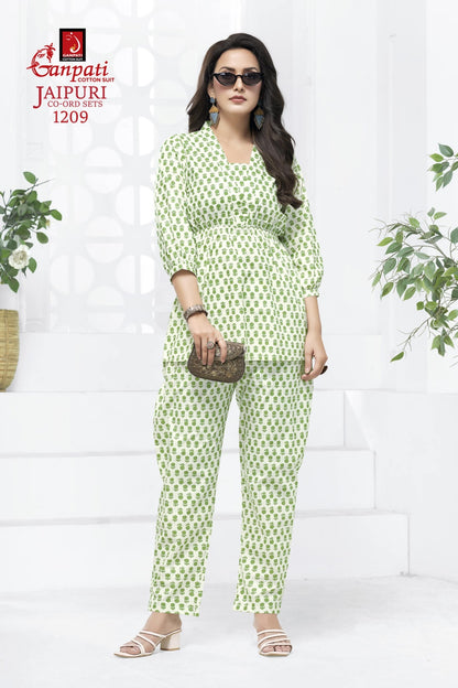 Jaipuri Vol 12 Ganpati Cotton Co Ord Set Wholesaler Gujarat