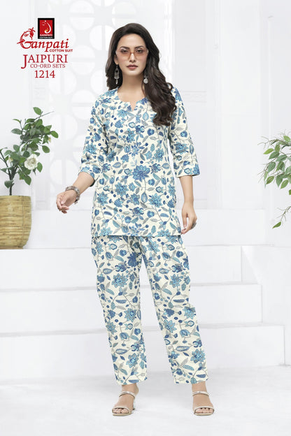 Jaipuri Vol 12 Ganpati Cotton Co Ord Set Wholesaler Gujarat