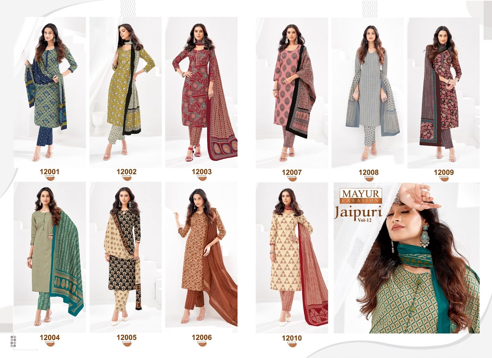 Jaipuri Vol 12 Mayur Creation Readymade Cotton Pant Suits Exporter Ahmedabad