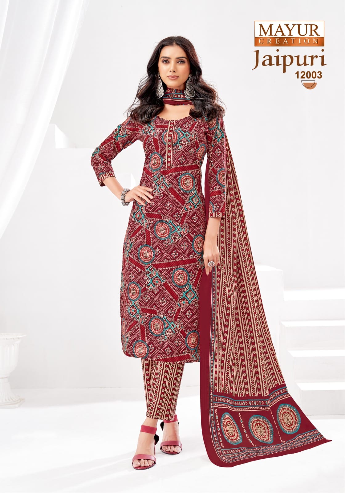 Jaipuri Vol 12 Mayur Creation Readymade Cotton Pant Suits Exporter Ahmedabad