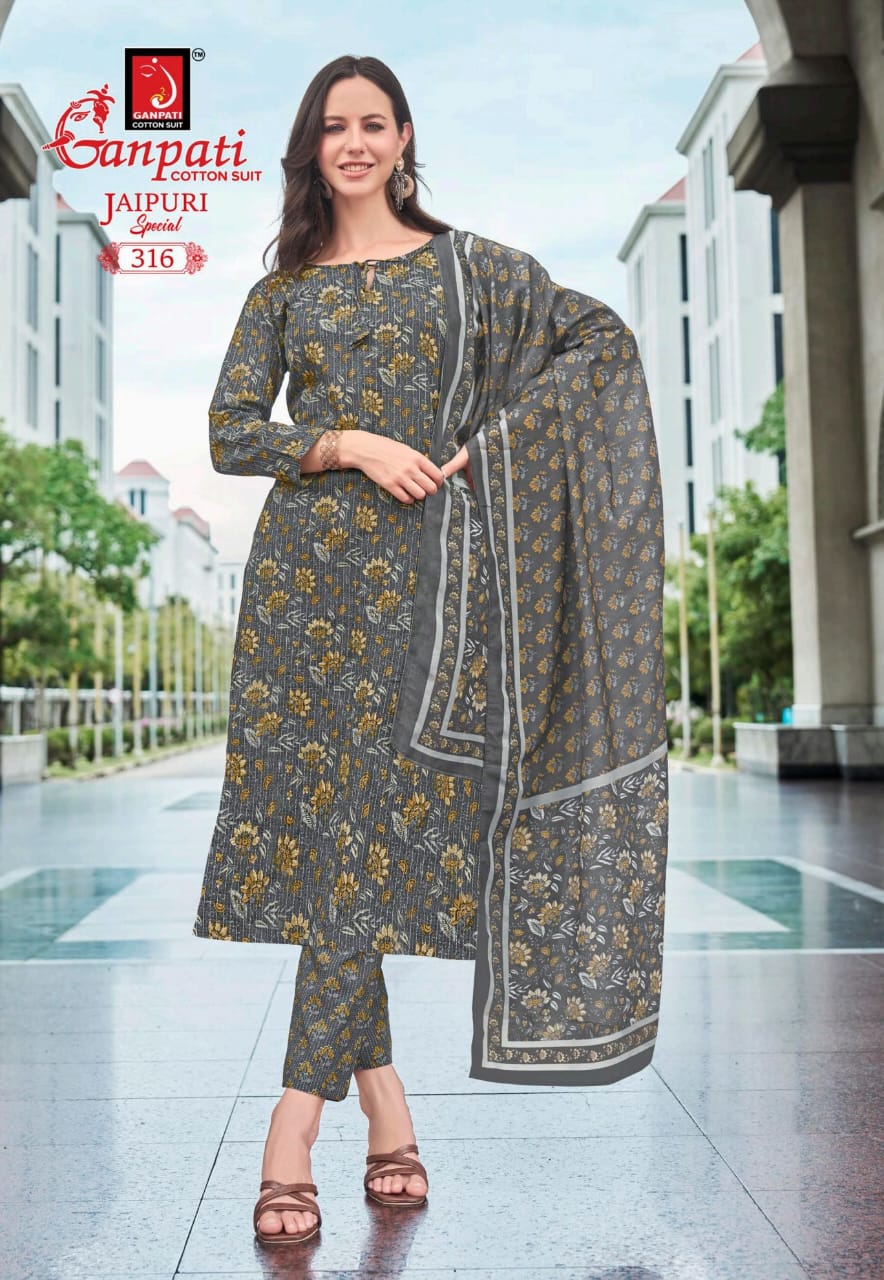Jaipuri Vol 15 Ganpati Cotton Readymade Pant Style Suits Manufacturer Gujarat