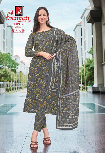 Jaipuri Vol 15 Ganpati Cotton Readymade Pant Style Suits Manufacturer Gujarat