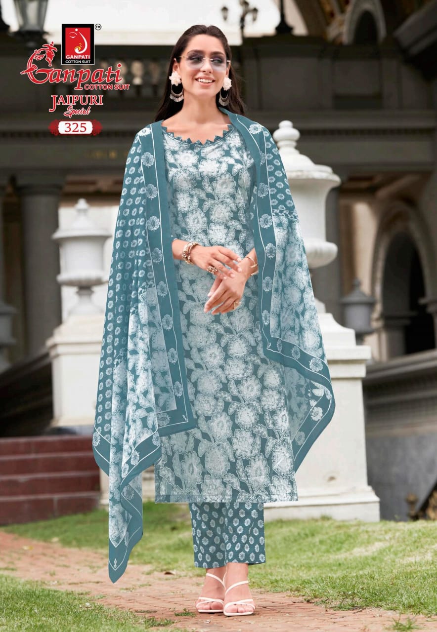 Jaipuri Vol 15 Ganpati Cotton Readymade Pant Style Suits Manufacturer Gujarat
