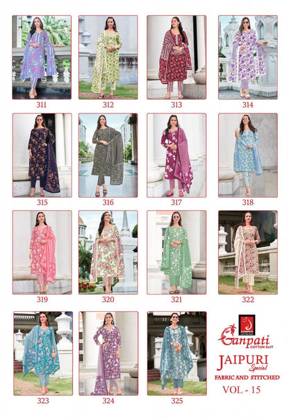 Jaipuri Vol 15 Ganpati Cotton Readymade Pant Style Suits Manufacturer Gujarat