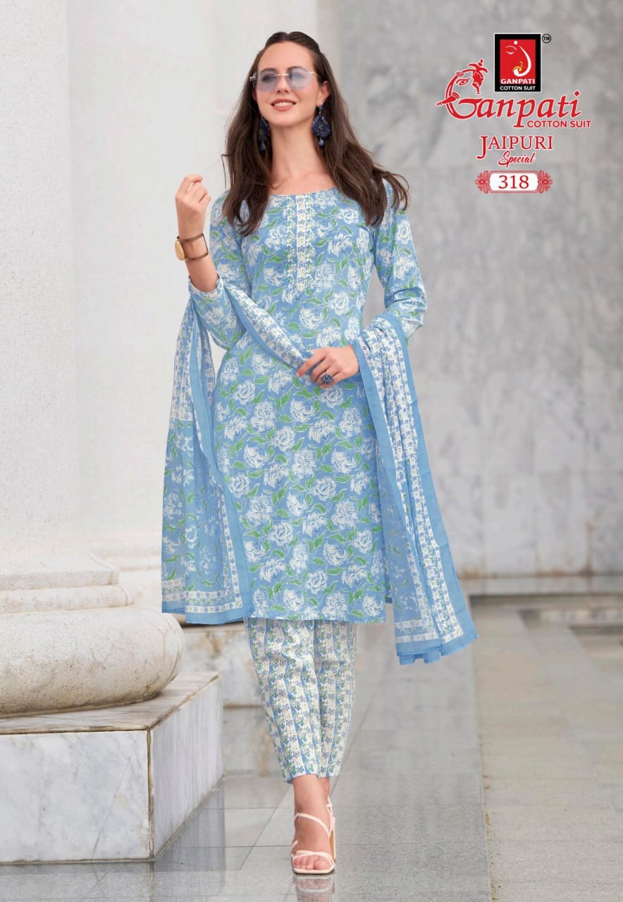 Jaipuri Vol 15 Ganpati Cotton Readymade Pant Style Suits Manufacturer Gujarat
