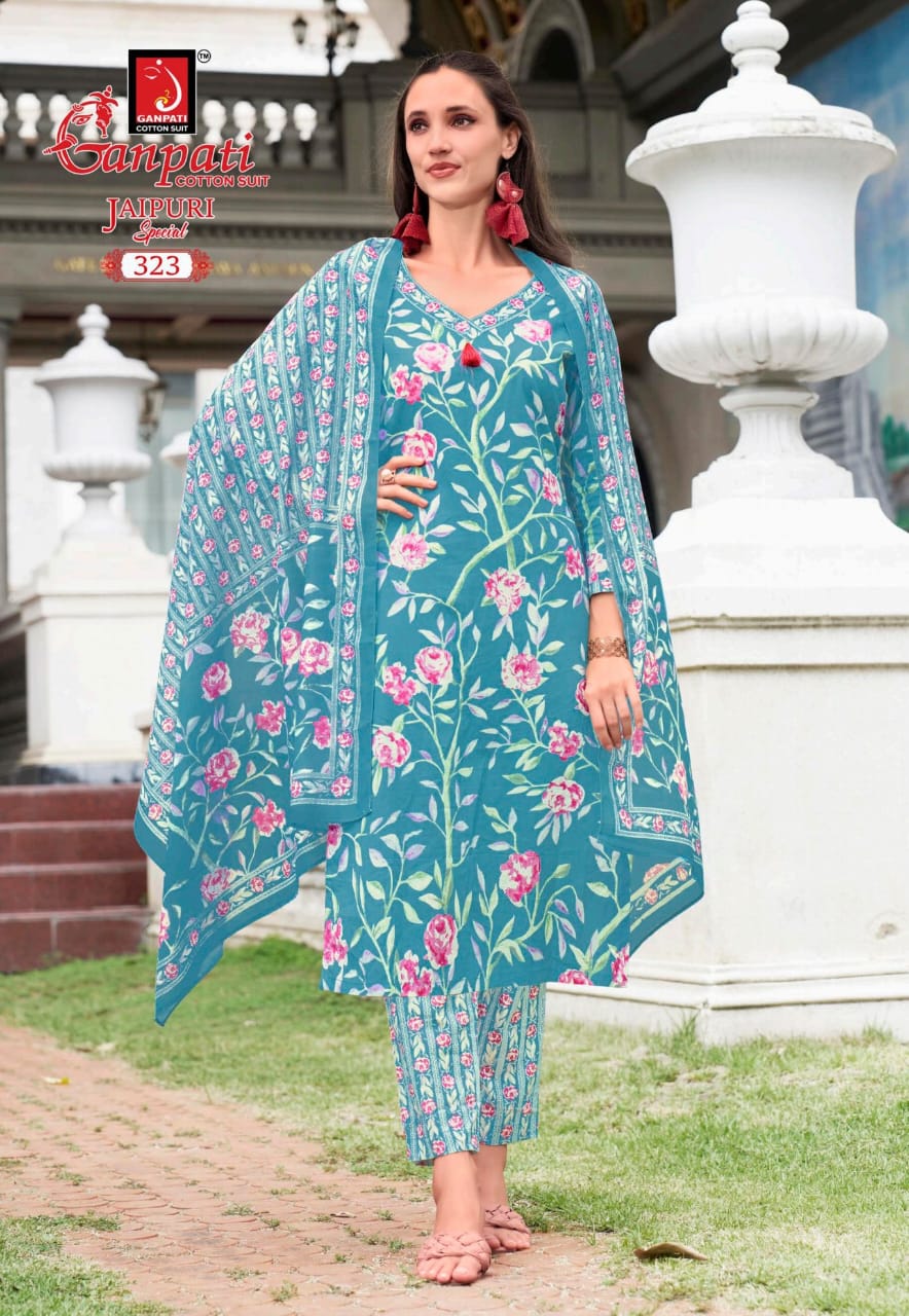 Jaipuri Vol 15 Ganpati Cotton Readymade Pant Style Suits Manufacturer Gujarat