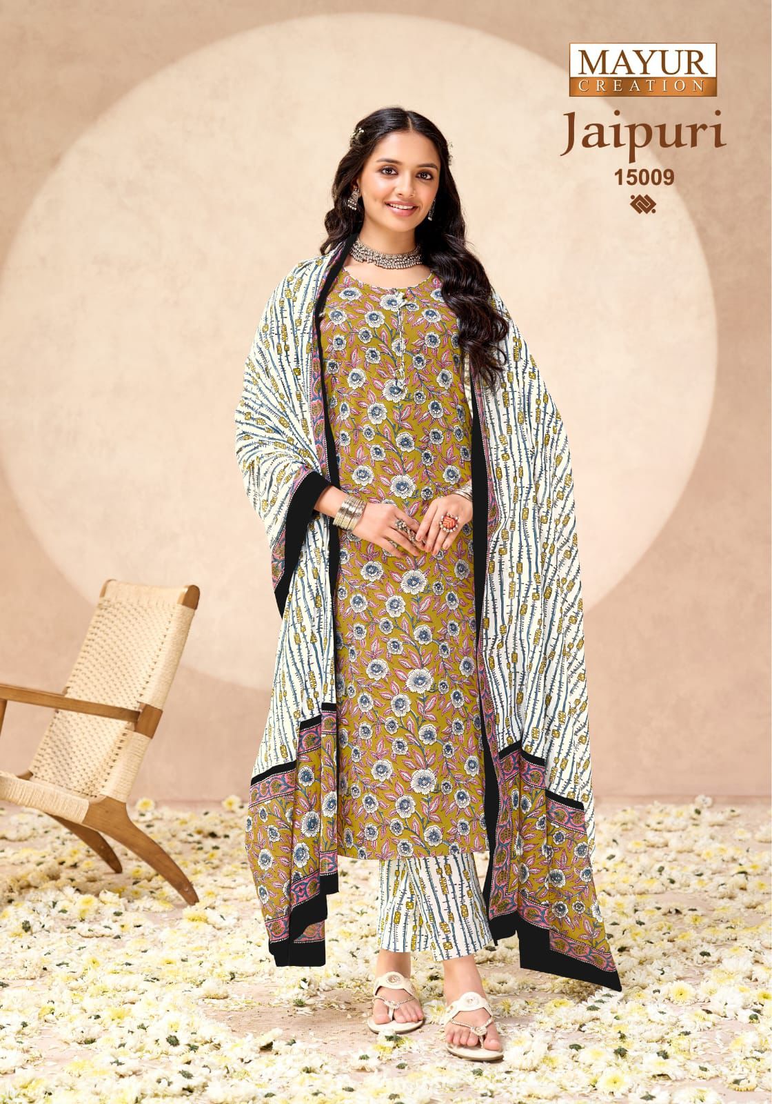 Jaipuri Vol 15 Mayur Creation Cotton Dress Material Wholesaler