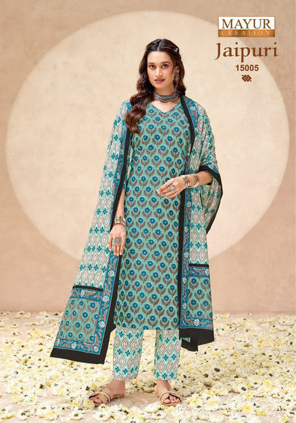 Jaipuri Vol 15 Mayur Creation Cotton Dress Material Wholesaler