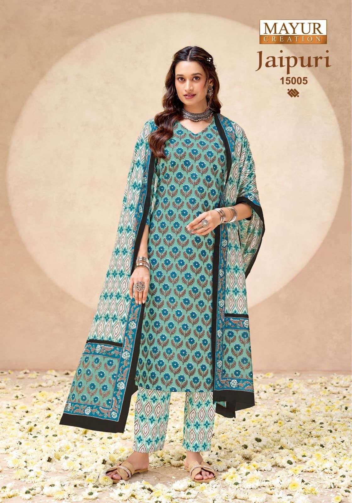 Jaipuri Vol 15 Mayur Creation Readymade Cotton Pant Suits Wholesaler