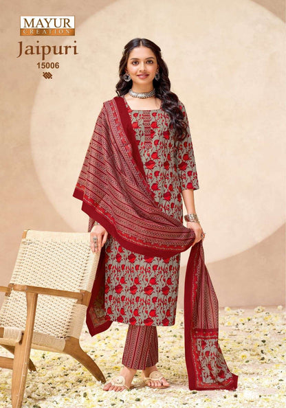 Jaipuri Vol 15 Mayur Creation Readymade Cotton Pant Suits Wholesaler