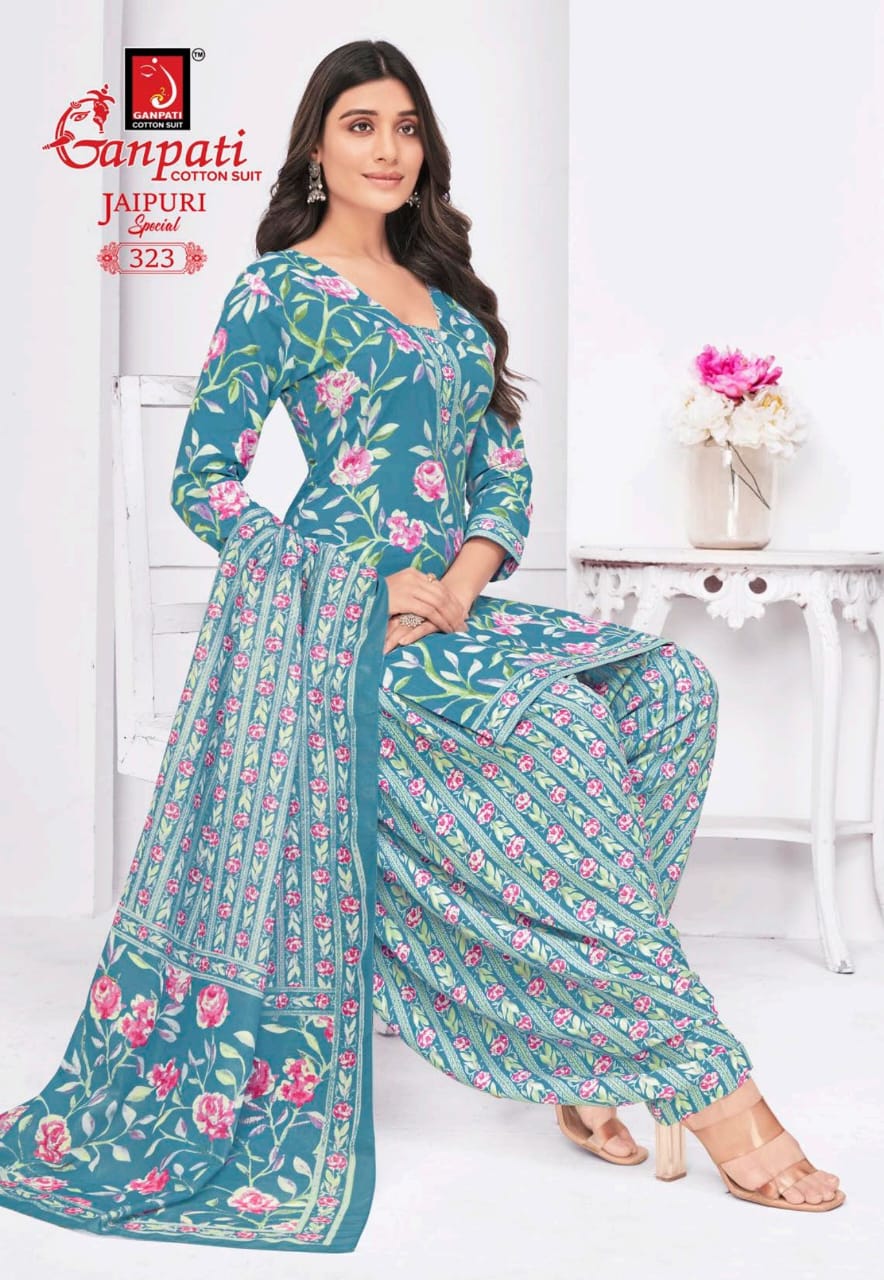Jaipuri Vol 15 Special Patiyala Ganpati Cotton Salwar Suits Exporter Gujarat