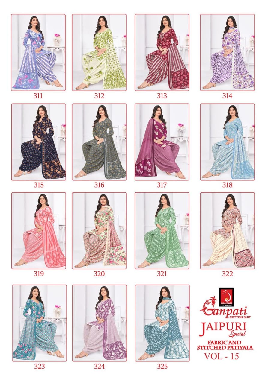 Jaipuri Vol 15 Special Patiyala Ganpati Cotton Salwar Suits Exporter Gujarat