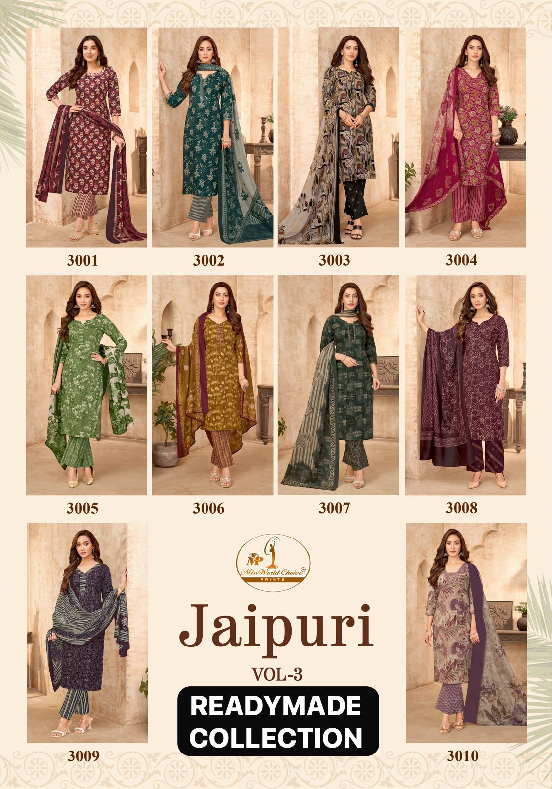 Jaipuri Vol 3 Miss World Choice Cotton Readymade Cotton Pant Suits Wholesale