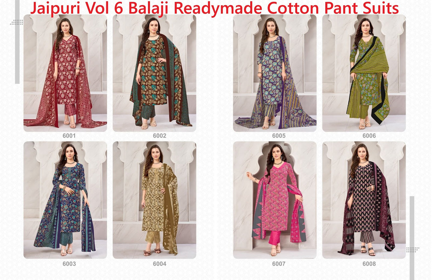 Jaipuri Vol 6 Balaji Readymade Cotton Pant Suits Wholesale
