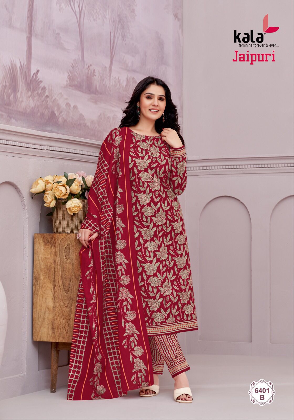 Jaipuri Vol 6 Kala Cotton Readymade Pant Style Suits Exporter