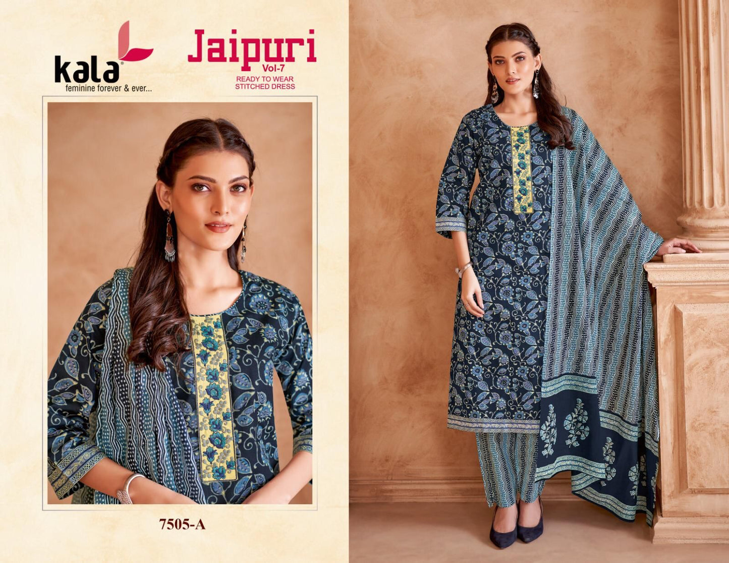 Jaipuri Vol 7 Kala Cotton Readymade Cotton Pant Suits Manufacturer