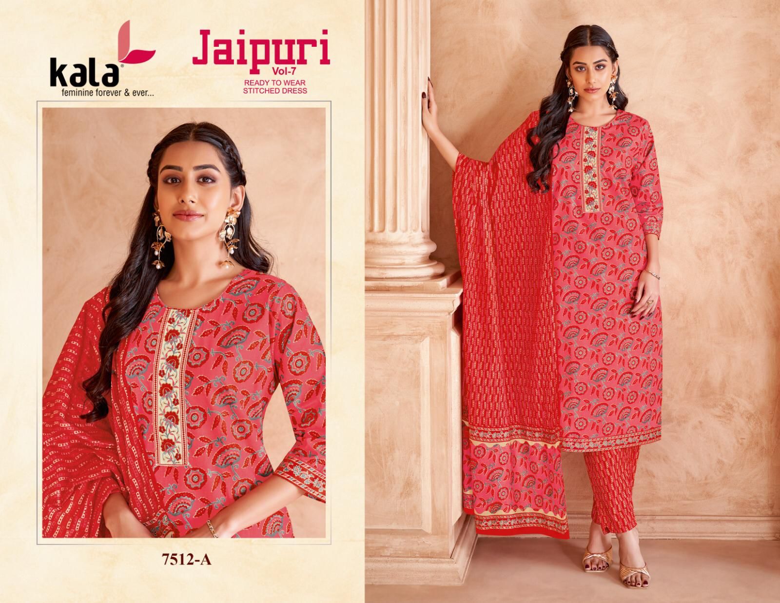 Jaipuri Vol 7 Kala Cotton Readymade Cotton Pant Suits Manufacturer