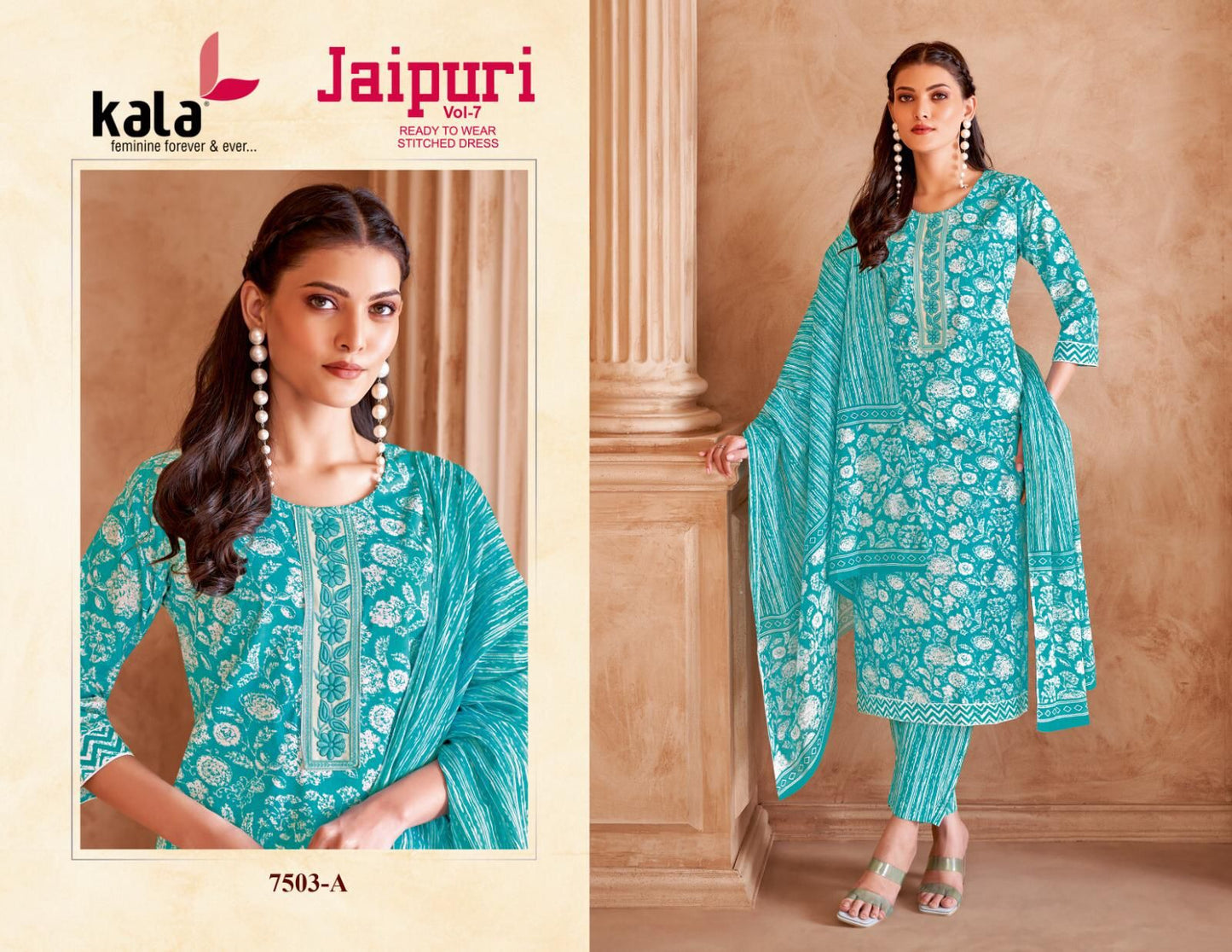 Jaipuri Vol 7 Kala Cotton Readymade Cotton Pant Suits Manufacturer