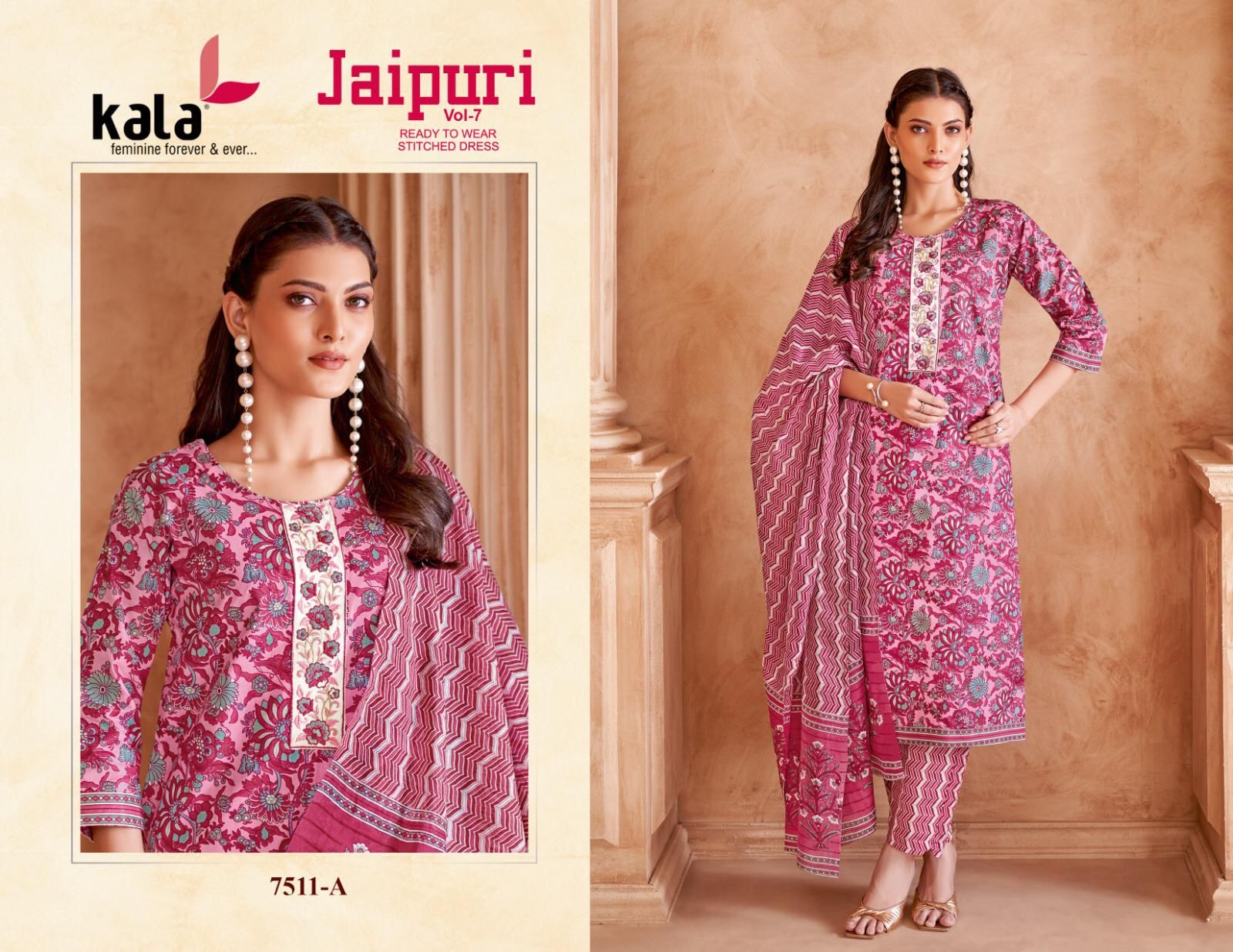 Jaipuri Vol 7 Kala Cotton Readymade Cotton Pant Suits Manufacturer