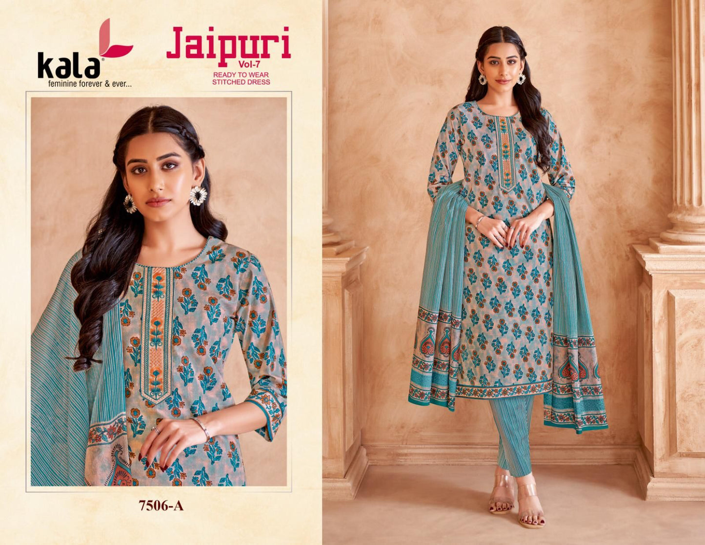 Jaipuri Vol 7 Kala Cotton Readymade Cotton Pant Suits Manufacturer