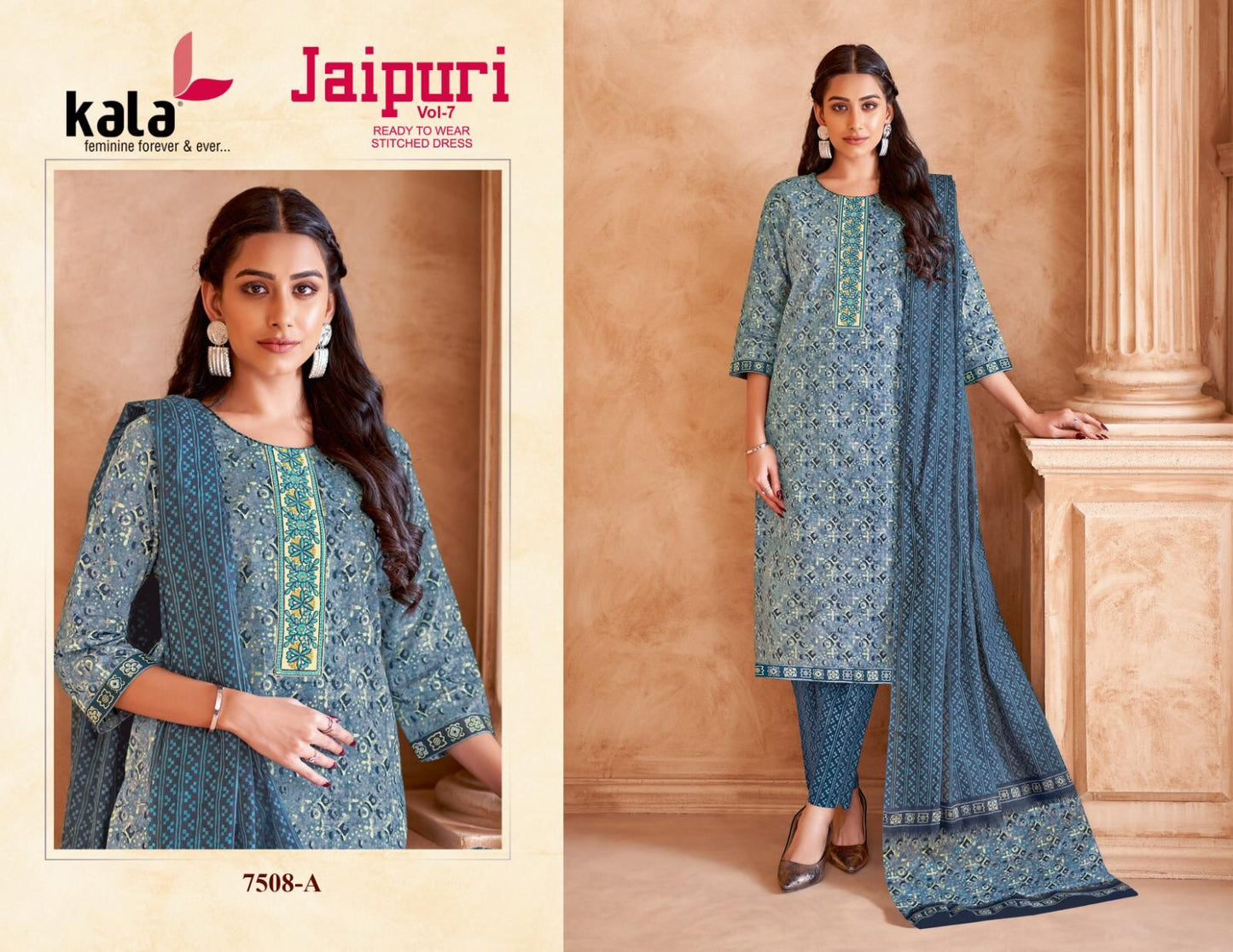 Jaipuri Vol 7 Kala Cotton Readymade Cotton Pant Suits Manufacturer
