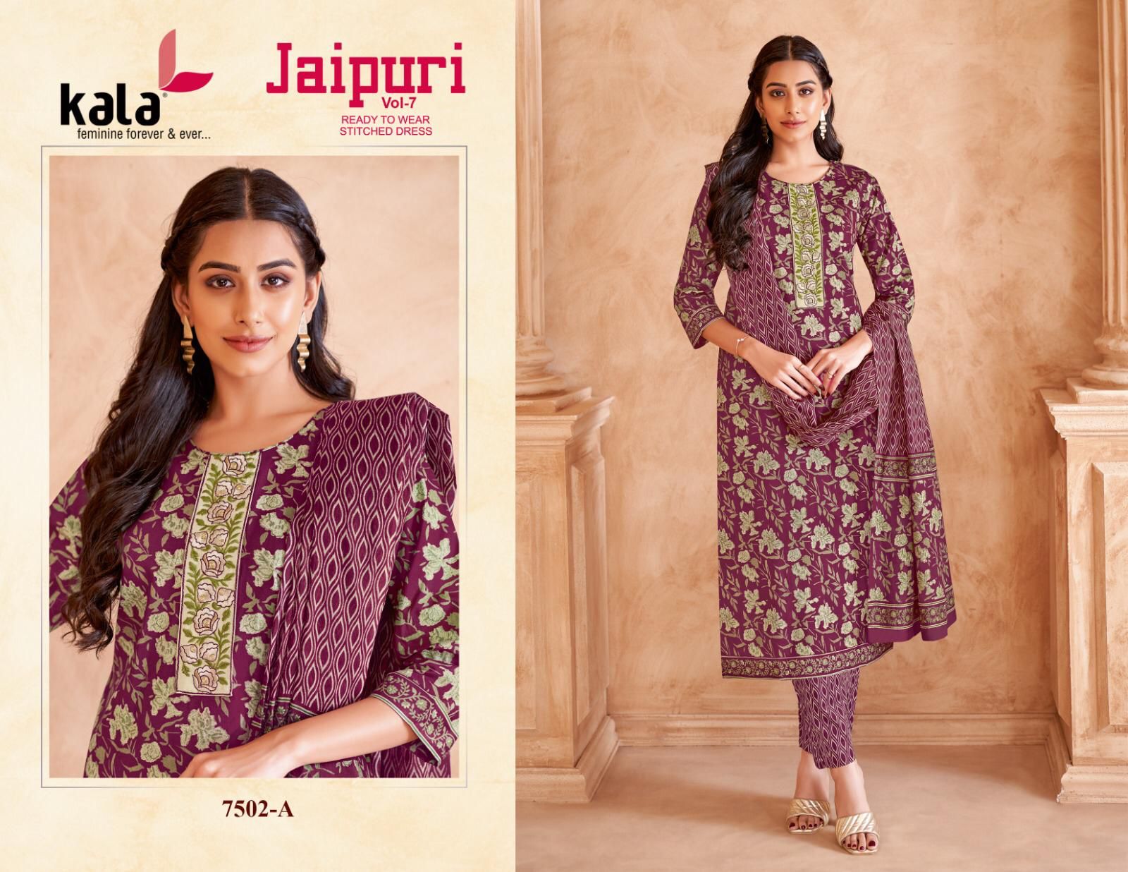 Jaipuri Vol 7 Kala Cotton Readymade Cotton Pant Suits Manufacturer
