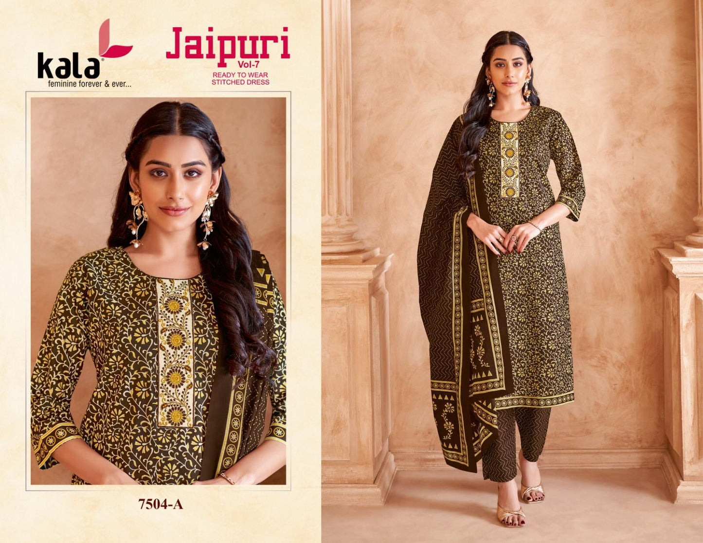 Jaipuri Vol 7 Kala Cotton Readymade Cotton Pant Suits Manufacturer