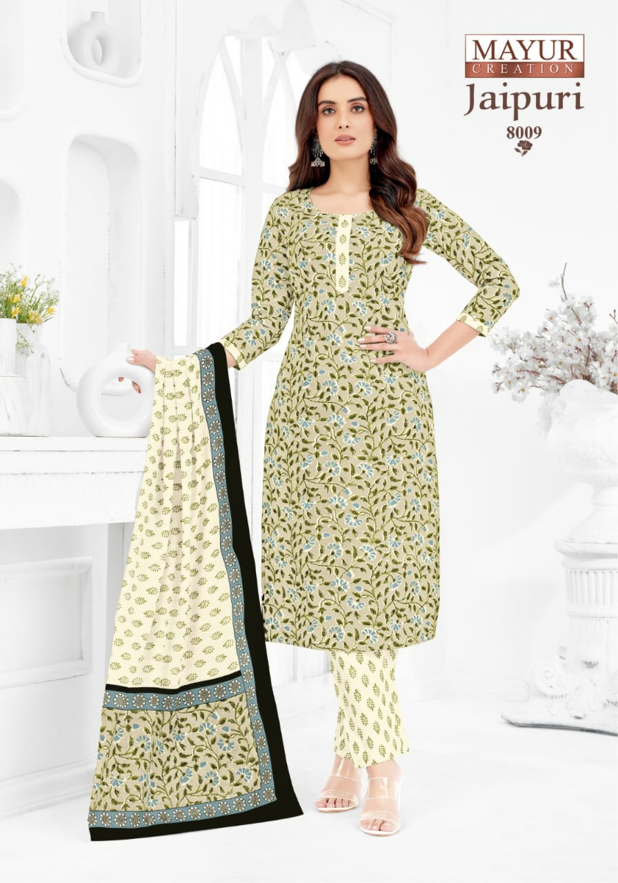 Jaipuri Vol 8 Mayur Creation Cotton Readymade Pant Style Suits Supplier