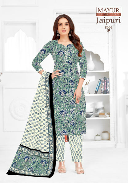 Jaipuri Vol 8 Mayur Creation Cotton Readymade Pant Style Suits Supplier