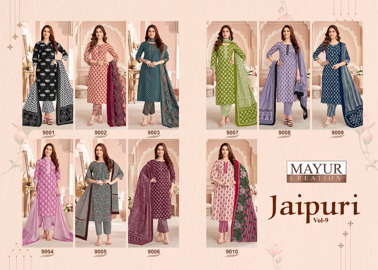 Jaipuri Vol 9 Mayur Creation Cotton Dress Material Supplier India