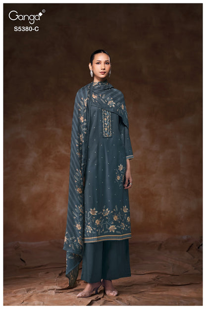 Jaira S5380 Ganga Wool Pashmina Suits Supplier Gujarat