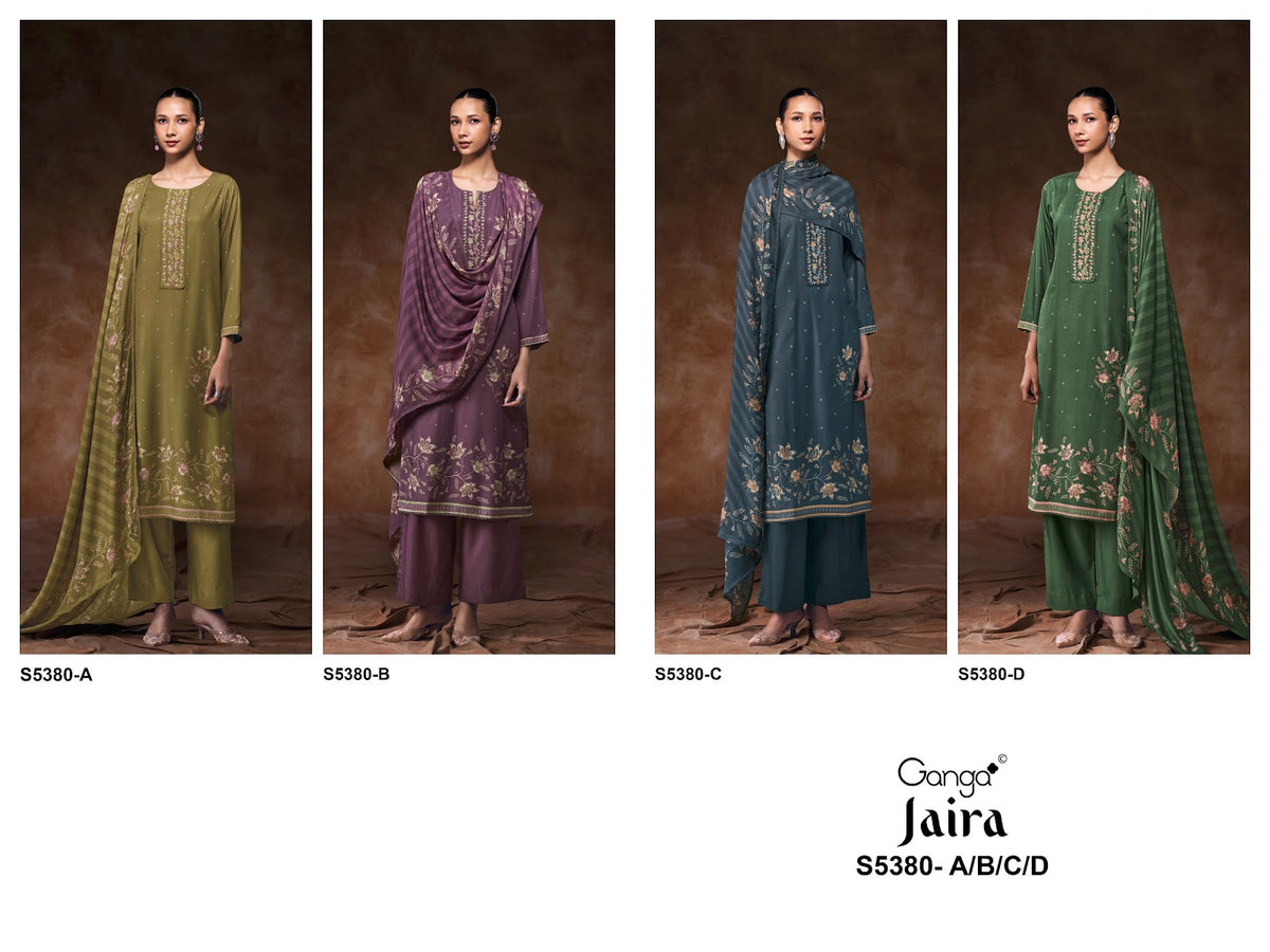 Jaira S5380 Ganga Wool Pashmina Suits Supplier Gujarat