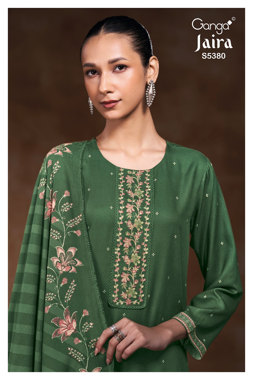Jaira S5380 Ganga Wool Pashmina Suits Supplier Gujarat