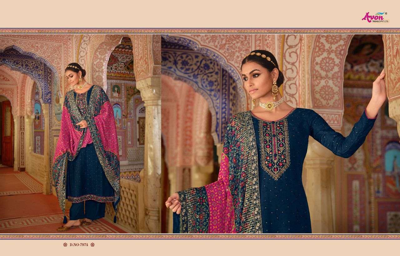 Jalak Vol 3 Avon Trendz Dola Silk Pant Style Suits Supplier India