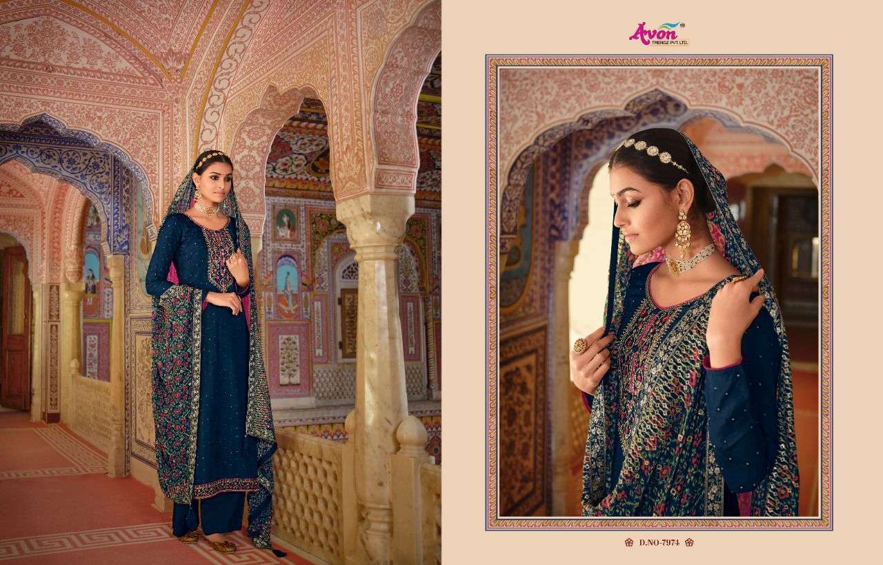 Jalak Vol 3 Avon Trendz Dola Silk Pant Style Suits Supplier India