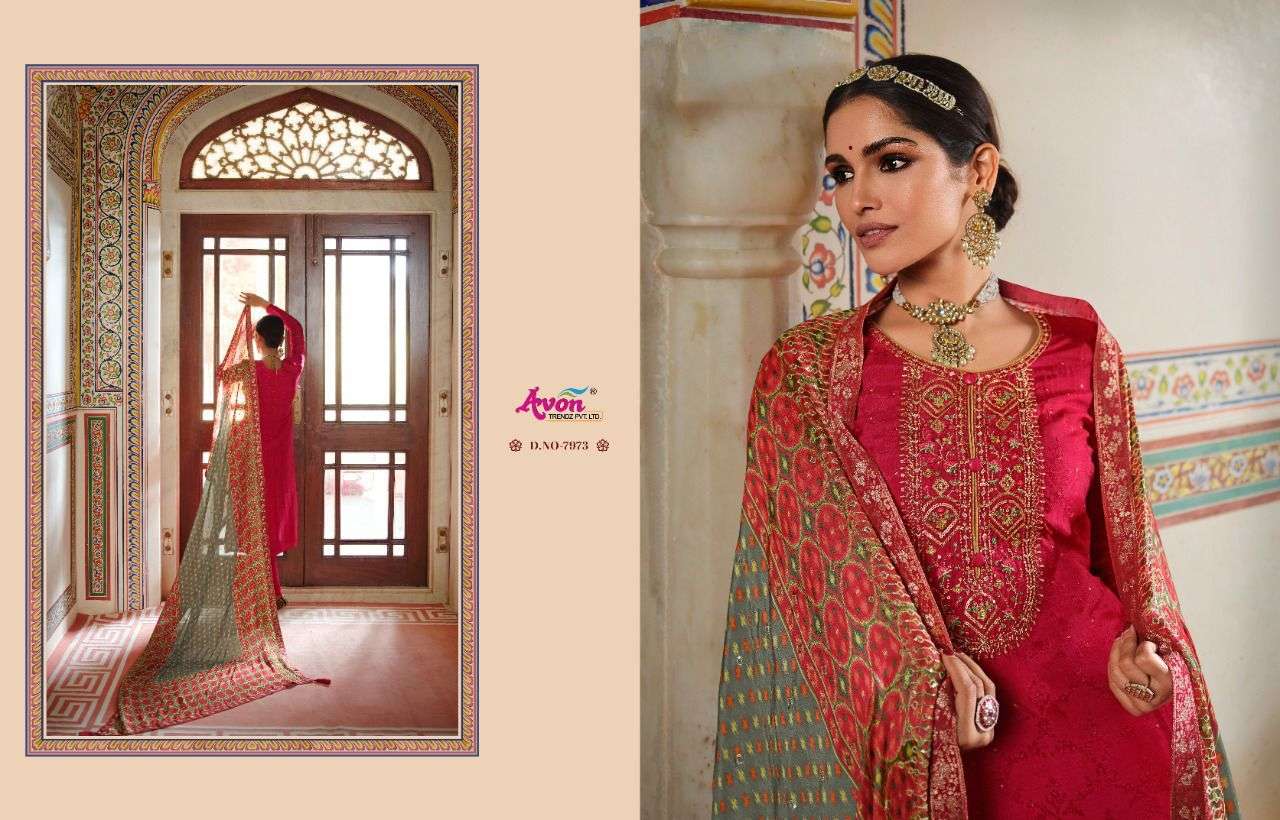 Jalak Vol 3 Avon Trendz Dola Silk Pant Style Suits Supplier India