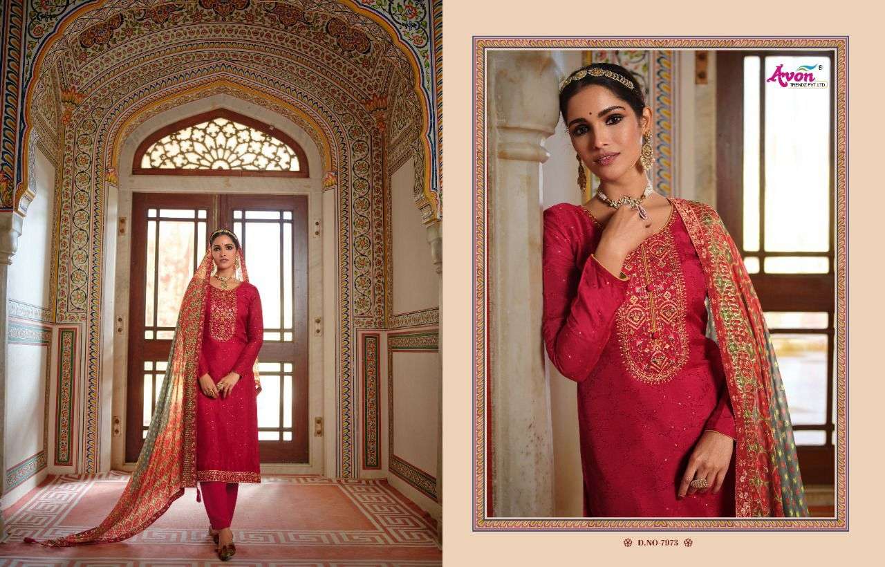 Jalak Vol 3 Avon Trendz Dola Silk Pant Style Suits Supplier India