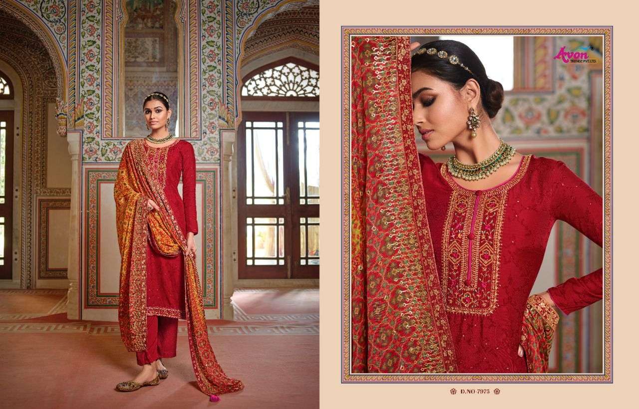 Jalak Vol 3 Avon Trendz Dola Silk Pant Style Suits Supplier India
