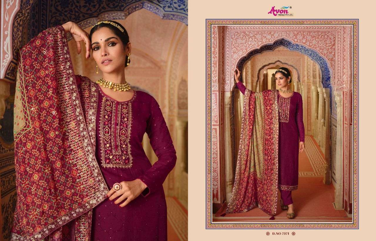Jalak Vol 3 Avon Trendz Dola Silk Pant Style Suits Supplier India