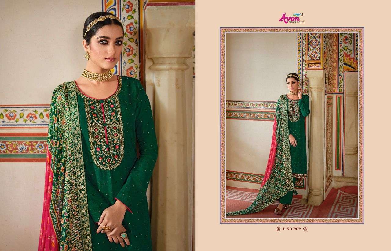 Jalak Vol 3 Avon Trendz Dola Silk Pant Style Suits Supplier India