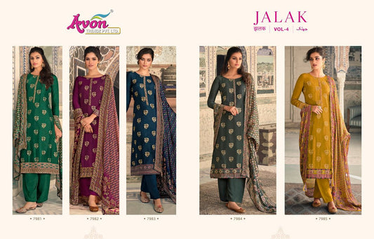 Jalak Vol 4 Avon Trendz Dola Silk Pant Style Suits Exporter
