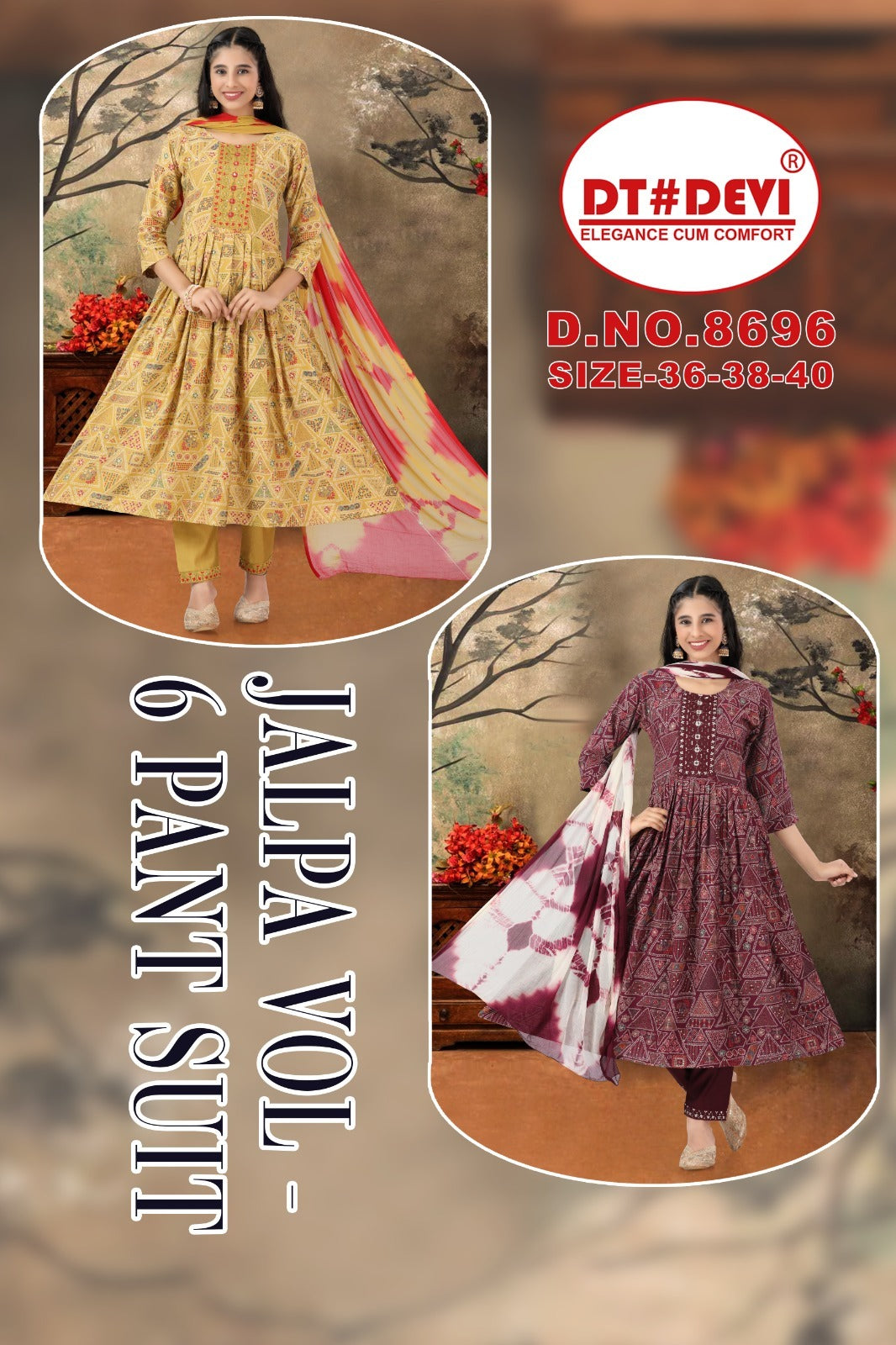 Jalpa Vol 6 8696 Dt Devi Vetican Readymade Pant Style Suits Exporter India