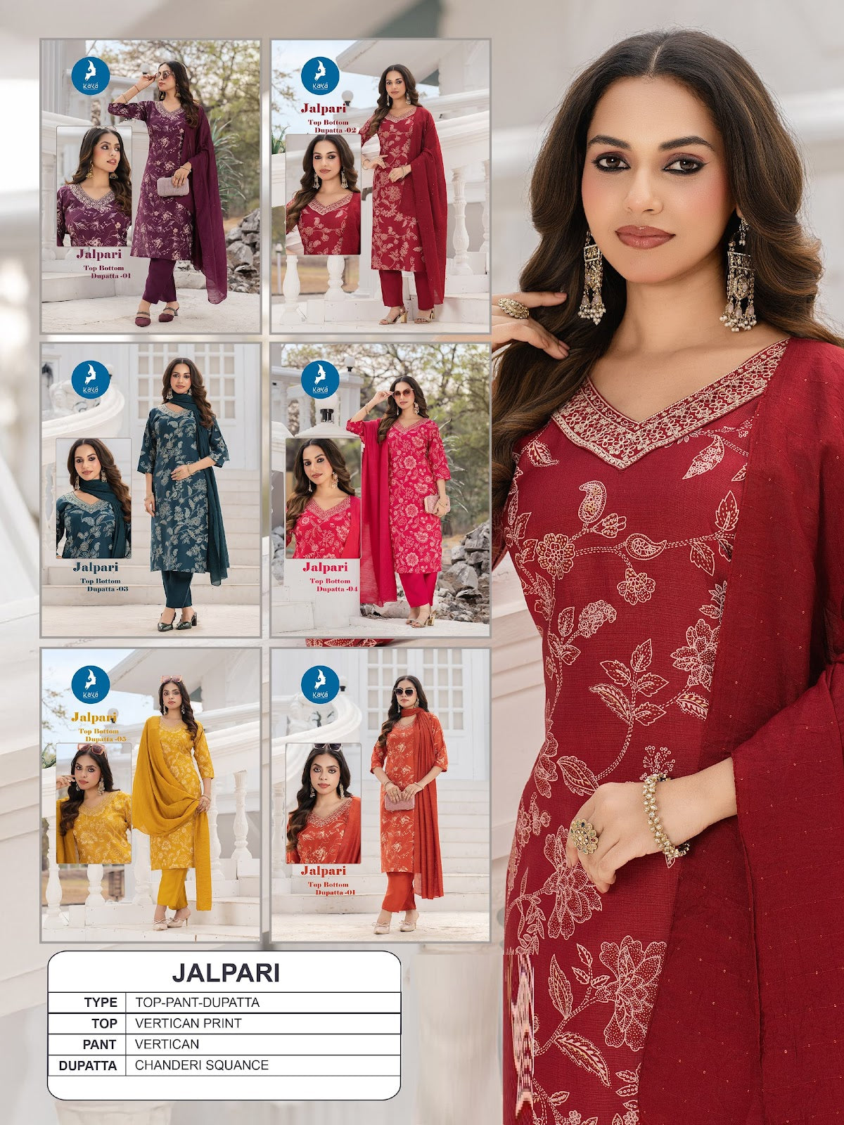 Jalpari Kaya Vertican Readymade Pant Style Suits Wholesale Price