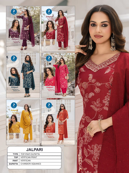 Jalpari Kaya Vertican Readymade Pant Style Suits Wholesale Price