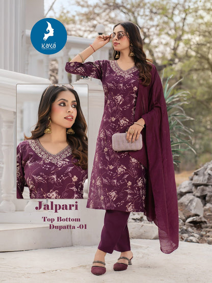 Jalpari Kaya Vertican Readymade Pant Style Suits Wholesale Price