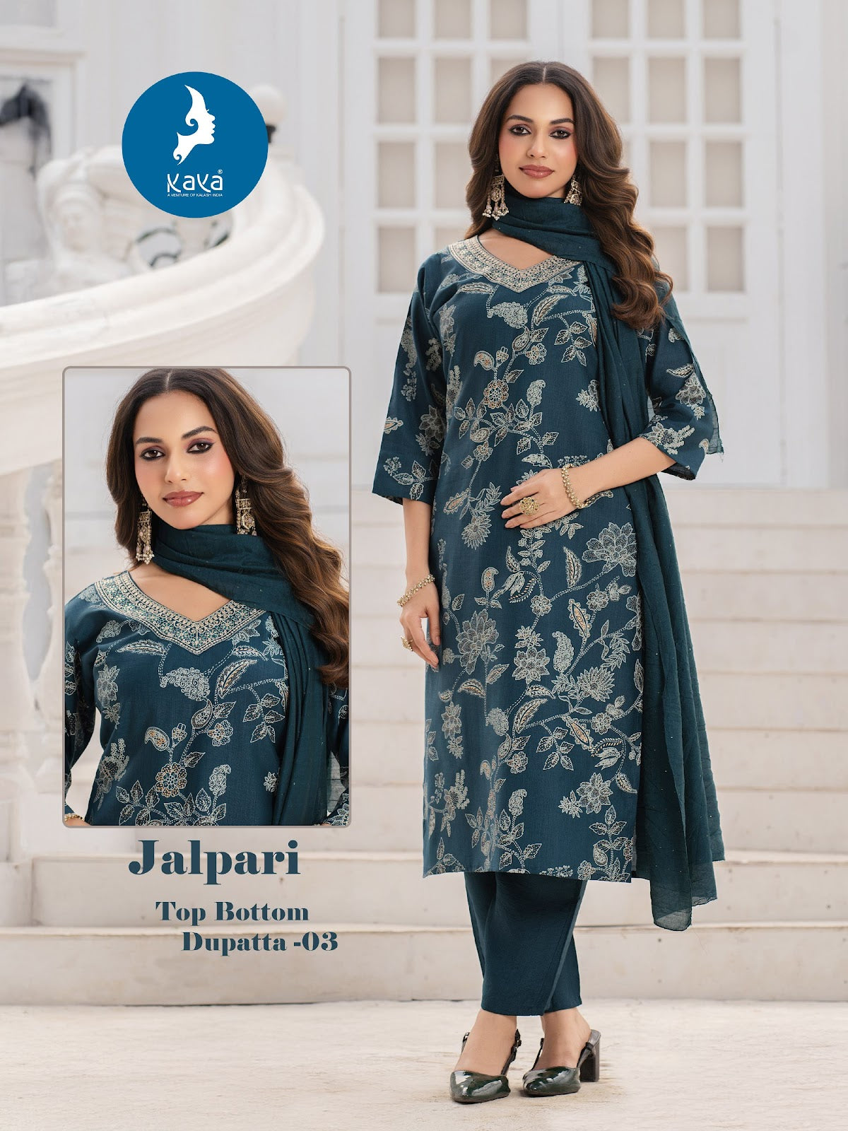 Jalpari Kaya Vertican Readymade Pant Style Suits Wholesale Price