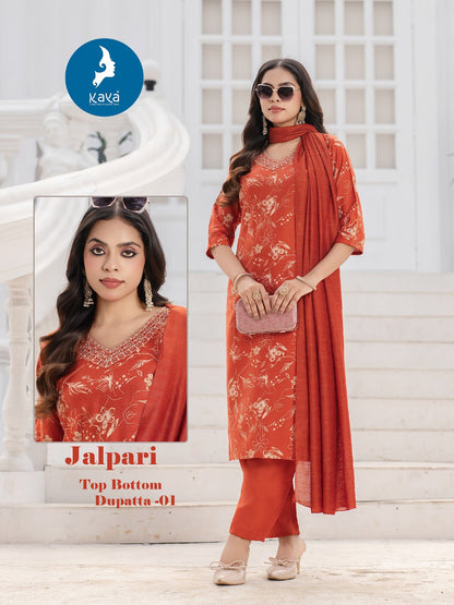 Jalpari Kaya Vertican Readymade Pant Style Suits Wholesale Price