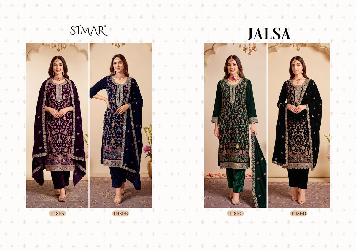 Jalsa Simar Velvet Suits Wholesaler India